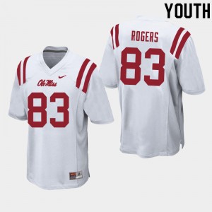 Youth Chase Rogers White Ole Miss Rebels College Football #83 Jersey 243349-642