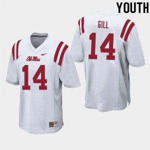 Youth Daylen Gill White University of Mississippi College Football #14 Jersey 190082-582
