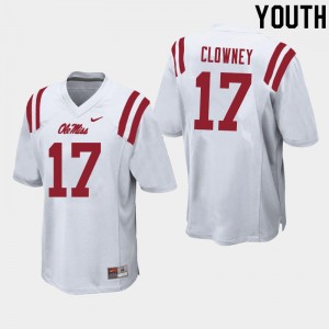 Youth Demon Clowney White Ole Miss College Football #17 Jersey 760187-806