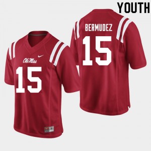 Youth Derek Bermudez Red Ole Miss Rebels College Football #15 Jersey 344814-758