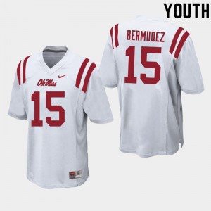 Youth Derek Bermudez White Rebels College Football #15 Jersey 843114-464