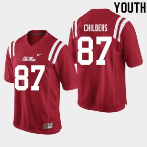 Youth Garrett Childers Red Rebels College Football #87 Jersey 960204-817