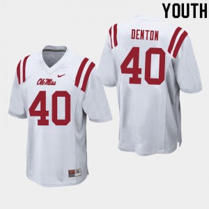 Youth Jalen Denton White Ole Miss College Football #40 Jersey 608644-581