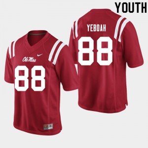 Youth Kenny Yeboah Red Ole Miss Rebels College Football #88 Jersey 439538-574