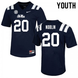 Youth Blake Noblin Navy University of Mississippi College Football #20 Jersey 455961-525