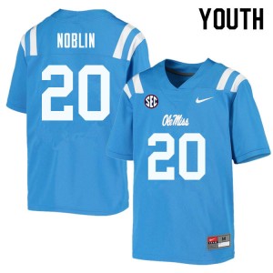 Youth Blake Noblin Powder Blue Ole Miss College Football #20 Jersey 454534-103