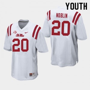 Youth Blake Noblin White Ole Miss College Football #20 Jersey 207211-579
