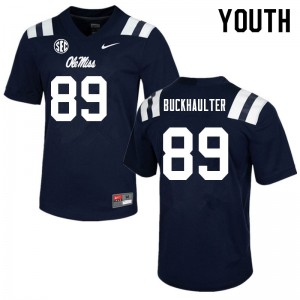 Youth Brandon Buckhaulter Navy Ole Miss Rebels College Football #89 Jersey 270617-457
