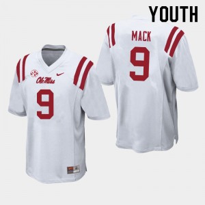 Youth Brandon Mack White Rebels College Football #9 Jersey 453390-162