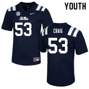 Youth Carter Craig Navy Ole Miss College Football #53 Jersey 401812-772