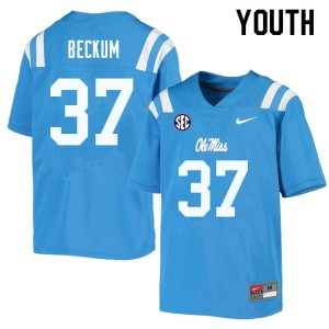 Youth DJ Beckum Powder Blue Rebels College Football #37 Jersey 876286-182