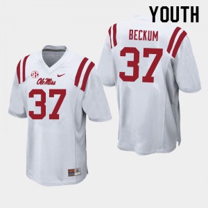 Youth DJ Beckum White Ole Miss College Football #37 Jersey 151516-482