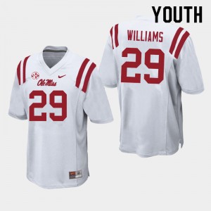 Youth Demarko Williams White Ole Miss Rebels College Football #29 Jersey 344568-747