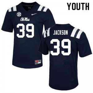 Youth Dink Jackson Navy University of Mississippi College Football #39 Jersey 395390-938