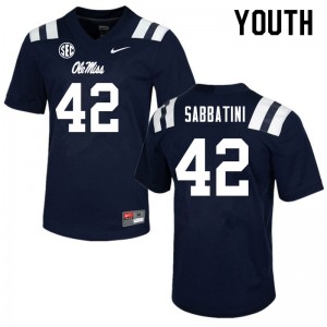 Youth Elijah Sabbatini Navy Rebels College Football #42 Jersey 609918-347