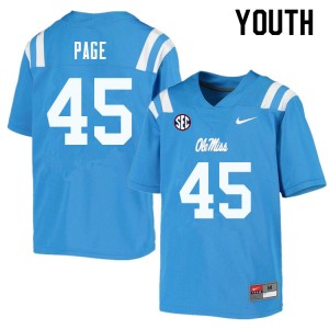 Youth Fred Page Powder Blue Ole Miss College Football #45 Jersey 110552-700