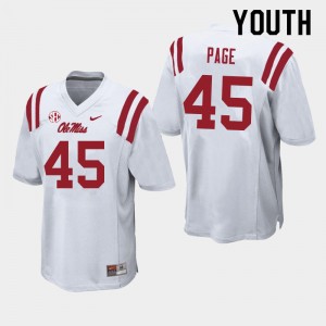 Youth Fred Page White Ole Miss College Football #45 Jersey 760239-284