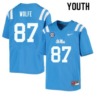 Youth Hudson Wolfe Powder Blue Ole Miss College Football #87 Jersey 259770-368