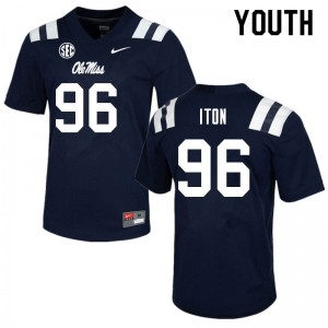 Youth Isaiah Iton Navy Ole Miss Rebels College Football #96 Jersey 822247-219