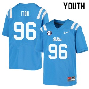 Youth Isaiah Iton Powder Blue University of Mississippi College Football #96 Jersey 104354-330