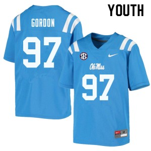 Youth Jamond Gordon Powder Blue Rebels College Football #97 Jersey 563995-939
