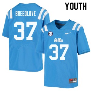 Youth Kyndrich Breedlove Powder Blue Ole Miss College Football #37 Jersey 388335-584