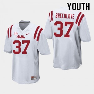 Youth Kyndrich Breedlove White Rebels College Football #37 Jersey 806504-907