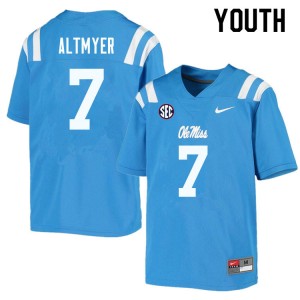 Youth Luke Altmyer Powder Blue Ole Miss Rebels College Football #7 Jersey 626923-259