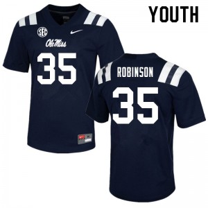Youth Mark Robinson Navy Ole Miss Rebels College Football #35 Jersey 279528-909