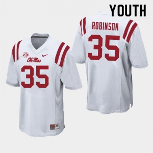 Youth Mark Robinson White Rebels College Football #35 Jersey 384757-162