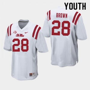 Youth Markevious Brown White Ole Miss College Football #28 Jersey 587343-183