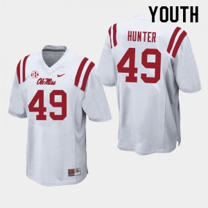 Youth Seth Hunter White Rebels College Football #49 Jersey 375966-817