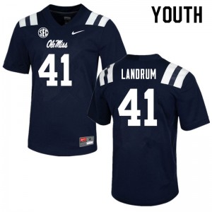 Youth Solomon Landrum Navy Ole Miss Rebels College Football #41 Jersey 322741-275