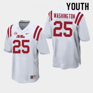 Youth Trey Washington White Ole Miss Rebels College Football #25 Jersey 485515-399