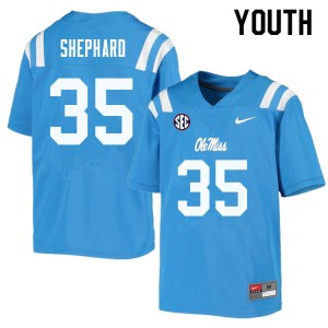 Youth Urriah Shephard Powder Blue Ole Miss College Football #35 Jersey 237134-289