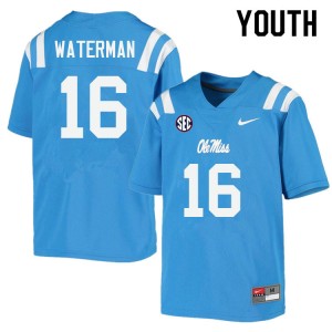 Youth Braden Waterman Powder Blue Ole Miss College Football #16 Jersey 810169-833