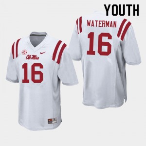 Youth Braden Waterman White Ole Miss College Football #16 Jersey 995506-490