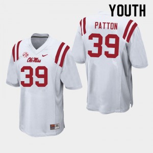 Youth Carter Patton White Rebels College Football #39 Jersey 767642-726