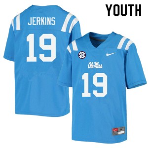 Youth Dashaun Jerkins Powder Blue Ole Miss College Football #19 Jersey 472110-496