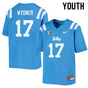 Youth Davin Wydner Powder Blue Rebels College Football #17 Jersey 563715-313