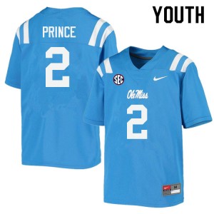 Youth Deantre Prince Powder Blue Ole Miss Rebels College Football #2 Jersey 650607-934