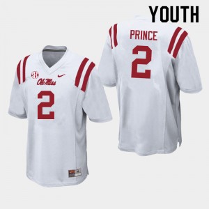 Youth Deantre Prince White University of Mississippi College Football #2 Jersey 849989-430