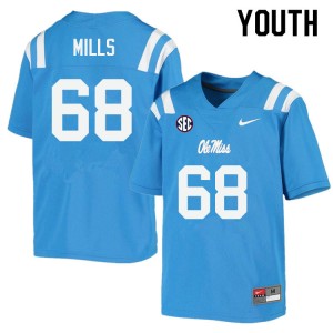 Youth Jack Mills Powder Blue Ole Miss Rebels College Football #68 Jersey 316999-958