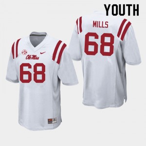 Youth Jack Mills White Ole Miss Rebels College Football #68 Jersey 966558-176