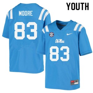 Youth Jacobi Moore Powder Blue University of Mississippi College Football #83 Jersey 652596-423