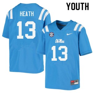 Youth Kyirin Heath Powder Blue Rebels College Football #13 Jersey 651842-683