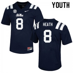 Youth Malik Heath Navy Rebels College Football #8 Jersey 132504-893