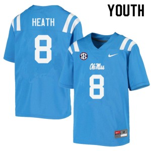Youth Malik Heath Powder Blue Ole Miss College Football #8 Jersey 195418-861