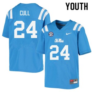 Youth Nick Cull Powder Blue Ole Miss Rebels College Football #24 Jersey 533206-123