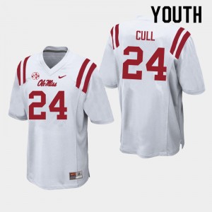 Youth Nick Cull White University of Mississippi College Football #24 Jersey 732780-333
